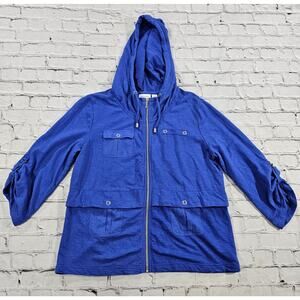 Zenergy By Chico’s Jacket Full Zip Hoodie Lightweight Blue WOMENS SIZE 0 (XS)